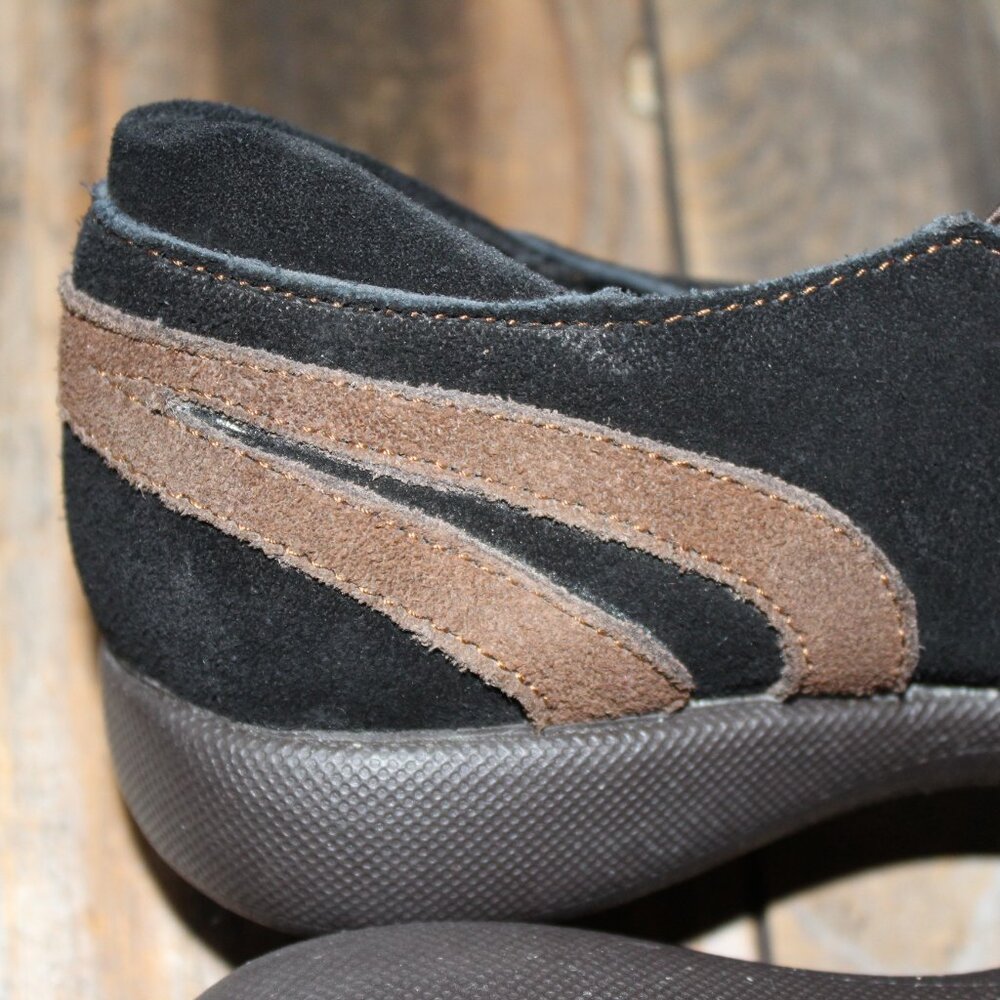 SALE Peace Mocs "Denise Wide" 7 Wide Black & Brown Cushioned Slipon New - Picture 6 of 13